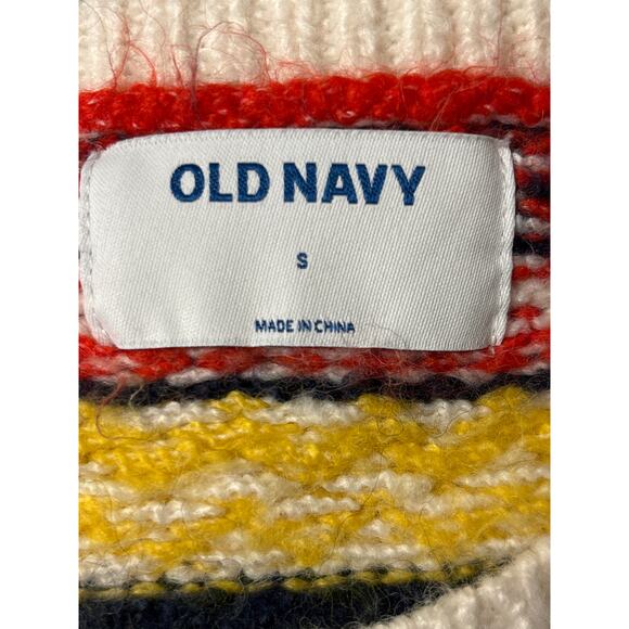 Old Navy Fair Isle Snowflake Knit Sweater Sz S Multicolor Pullover Holidays Xmas - Picture 4 of 5